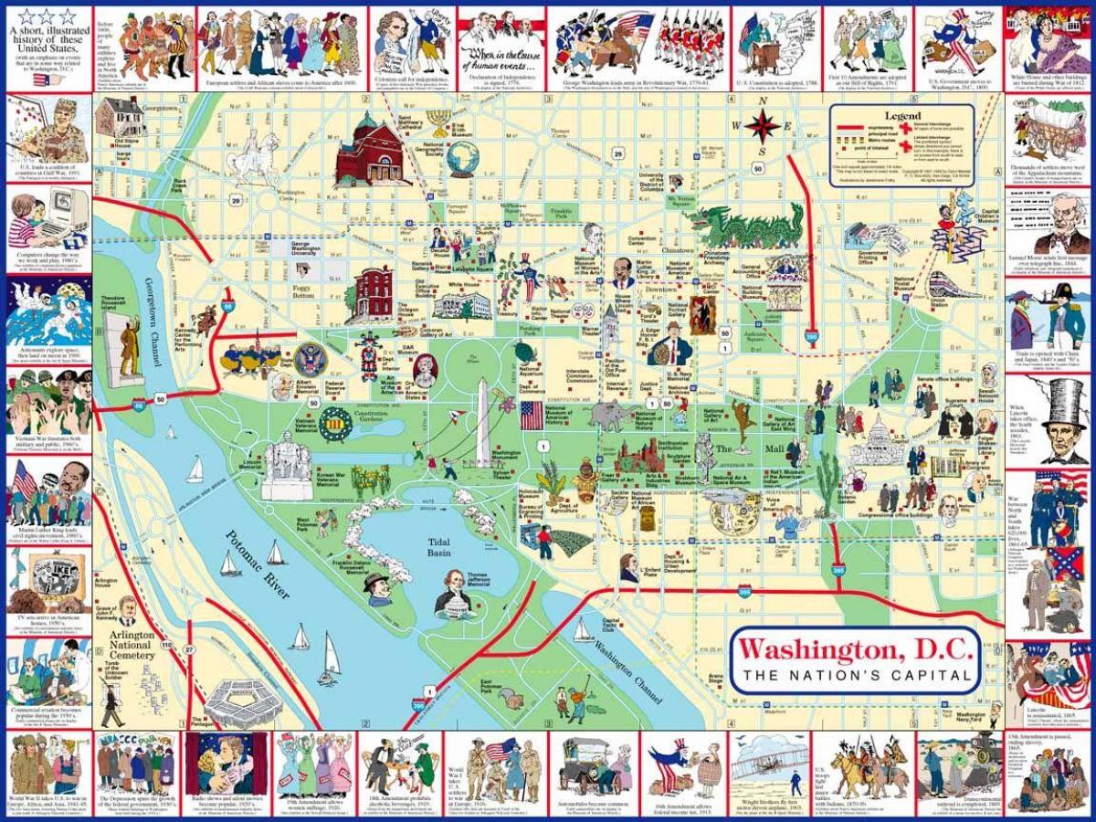 וושינגטון dc מקומות לבקר, מפה