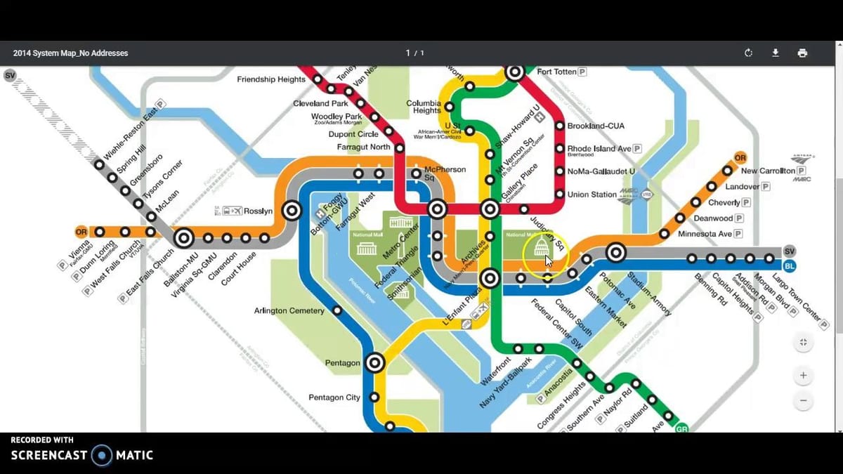 dc מטרו טיול מפה