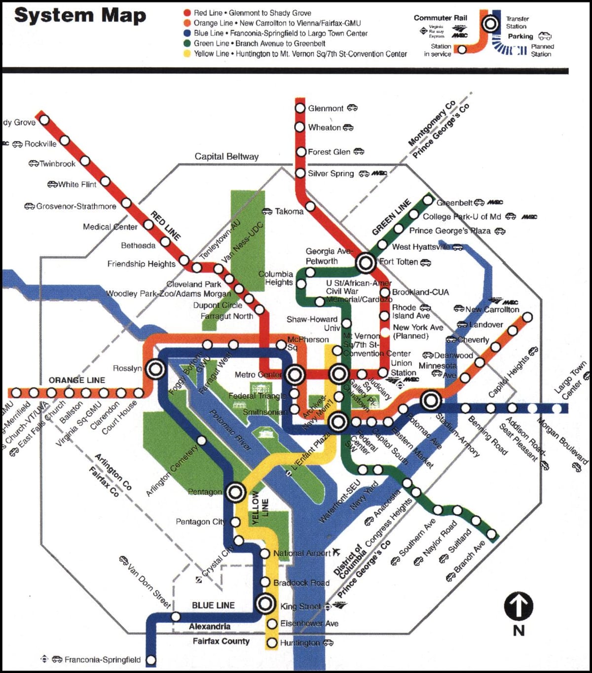 וושינגטון dc מטרו רכבת מפה