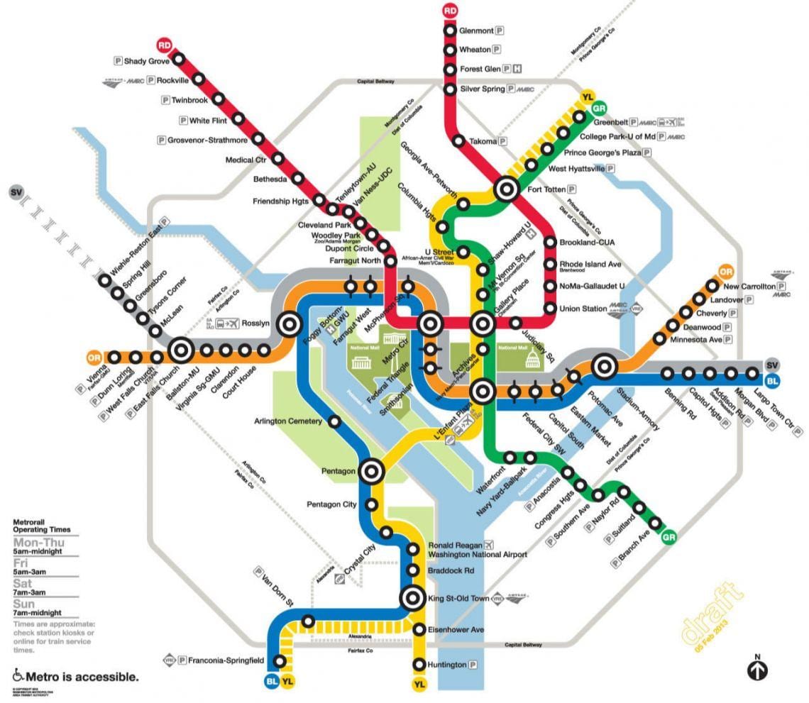 וושינגטון dc מטרו רכבת מפה