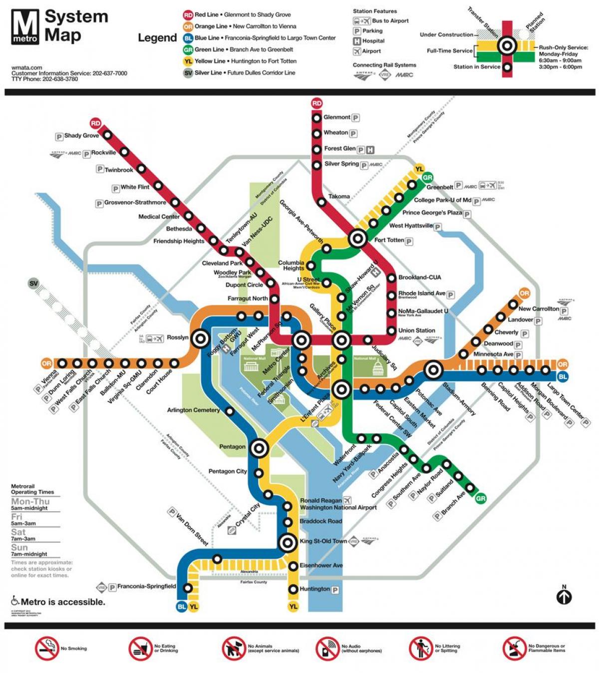 וושינגטון dc תחבורה ציבורית מפה