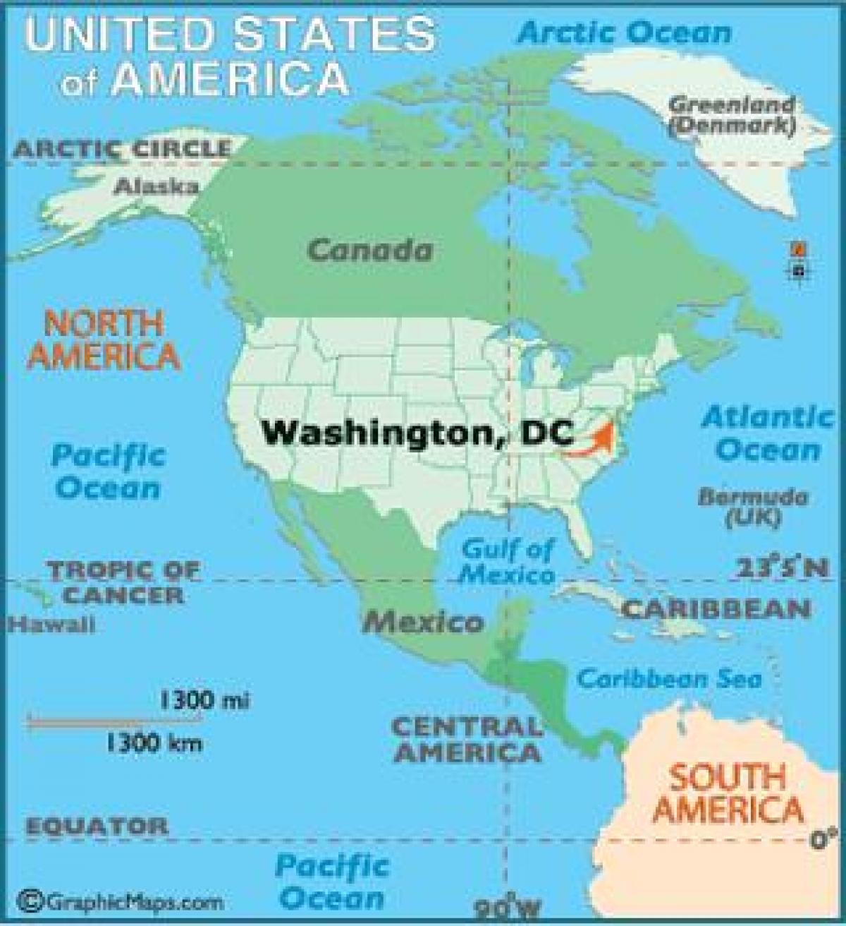 וושינגטון על מפת העולם