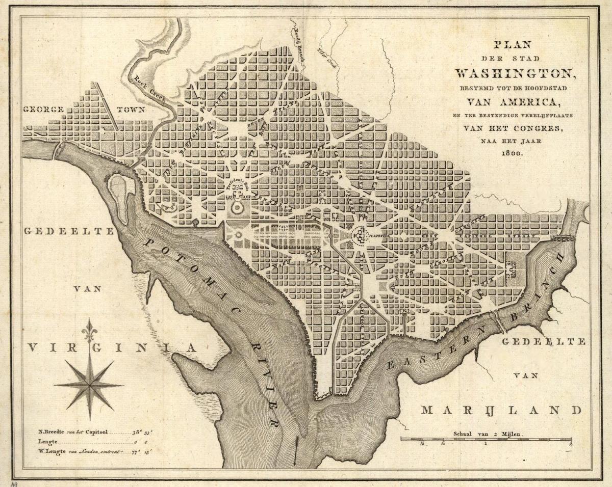 מפה של מפה היסטורית של וושינגטון dc
